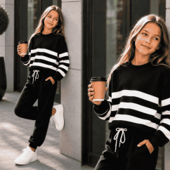 Dívčí souprava Stripe Black