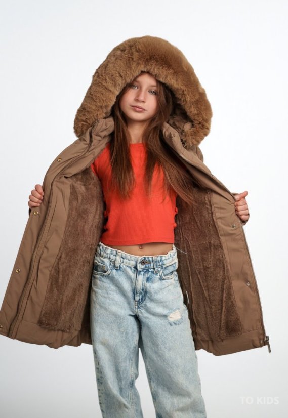 Dívčí zimní kabát Latte