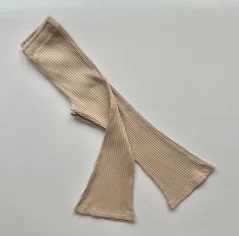 Dívčí žebrované zvonáče beige