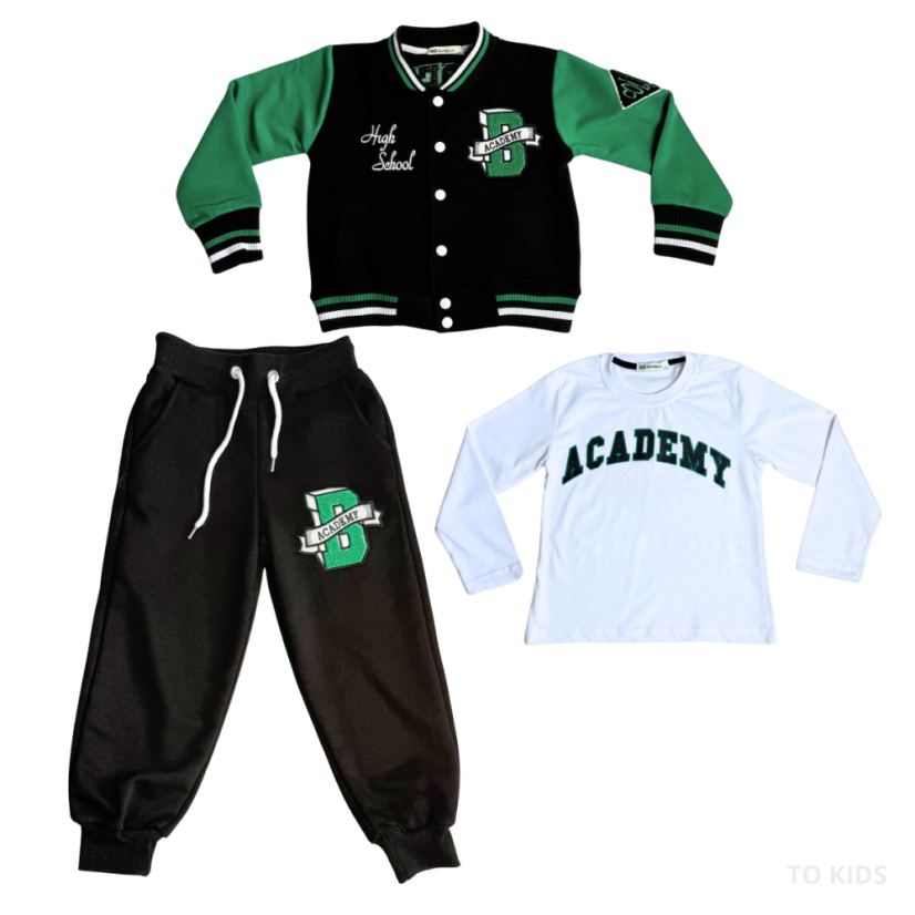 Chlapecký třídílný komplet Academy Green - Velikost: 146/152 - 11-12 let