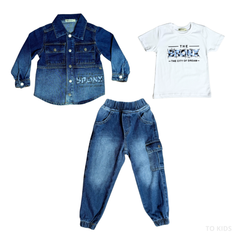 Třídílný chlapecký džínový komplet Bronx Blue