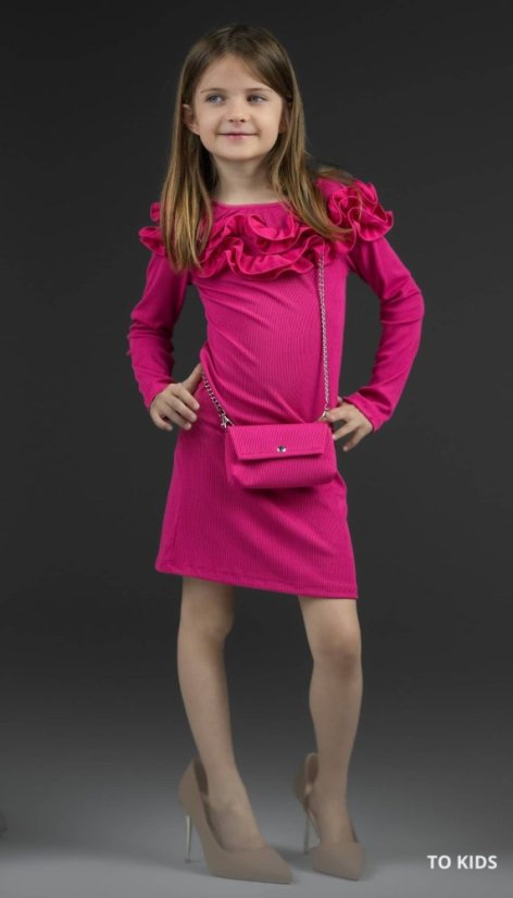 Dívčí šaty s kabelkou Pink II. - Velikost: 140/ 10 let