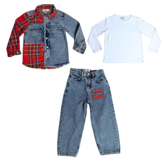 Chlapecký třídílný džínový komplet 23