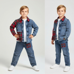 Chlapecký třídílný džínový komplet 23