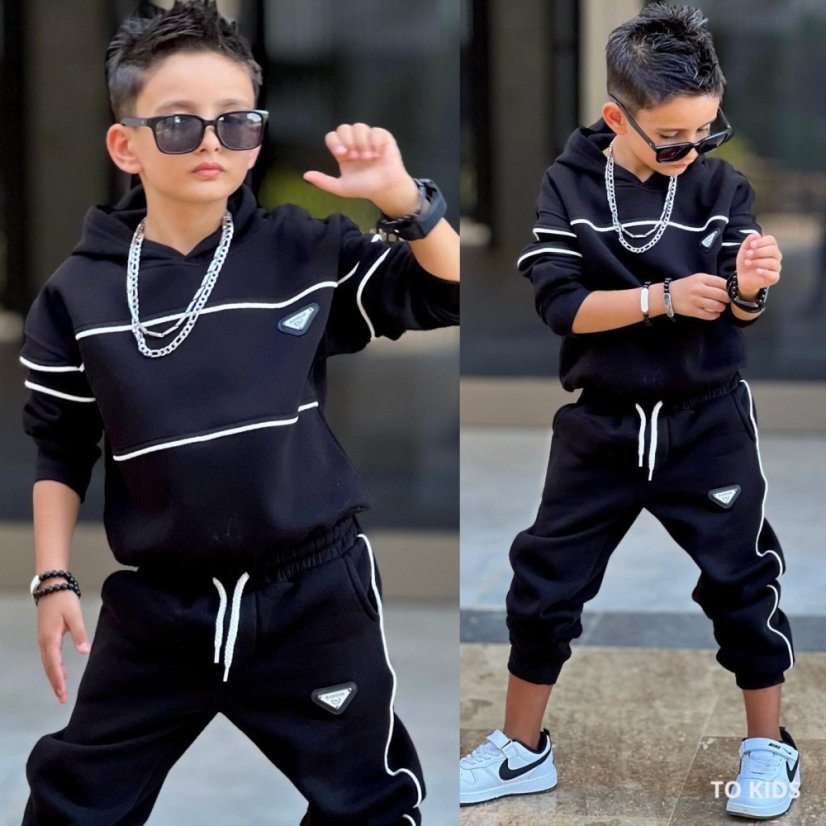 Chlapecká tepláková souprava Bambam Black - Velikost: 104/110 - 4-5 let