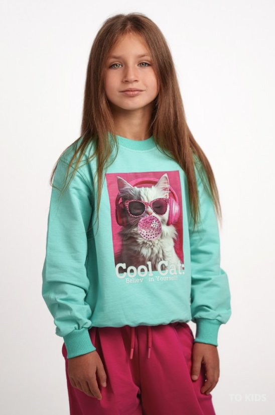Dívčí mikina Cool Cat - Velikost: 122/ 7 let