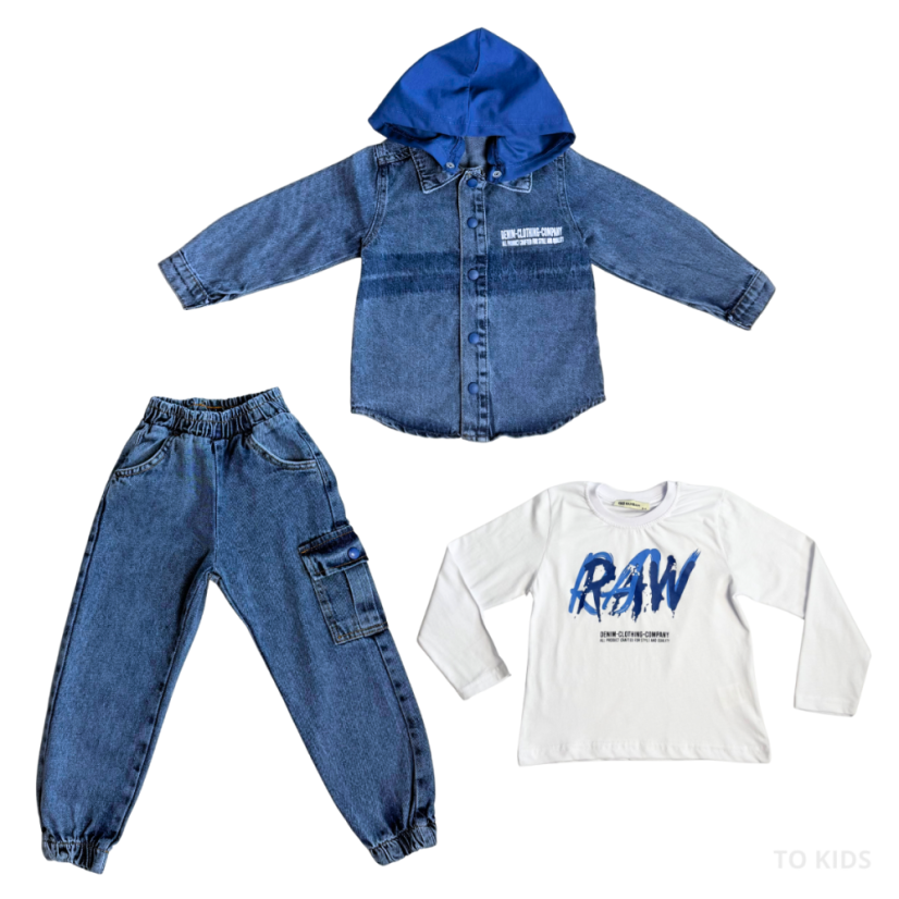 Chlapecký třídílný džínový komplet RAW