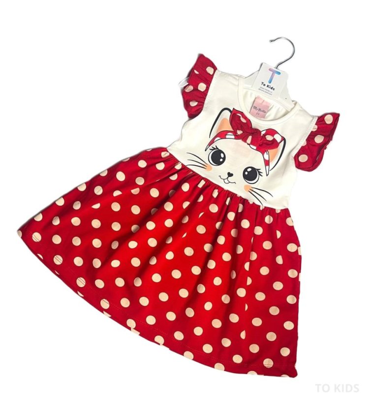 Dívčí šaty Cat red - Velikost: 98/ 3 roky