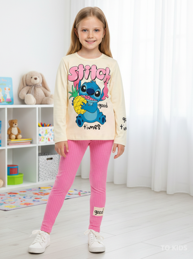 Dívčí komplet Stitch Pink - Velikost: 98/104 - 3-4 roky