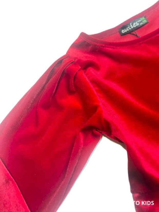 Dívčí sváteční  velurové šaty Red - Velikost: 104/110 - 4-5 let