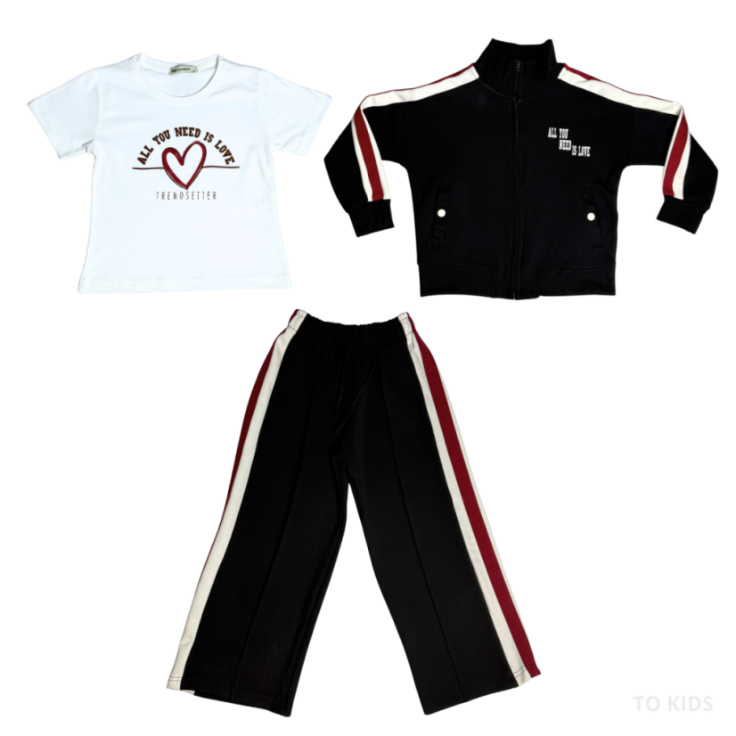 Dívčí třídílný komplet  All you need is love Black