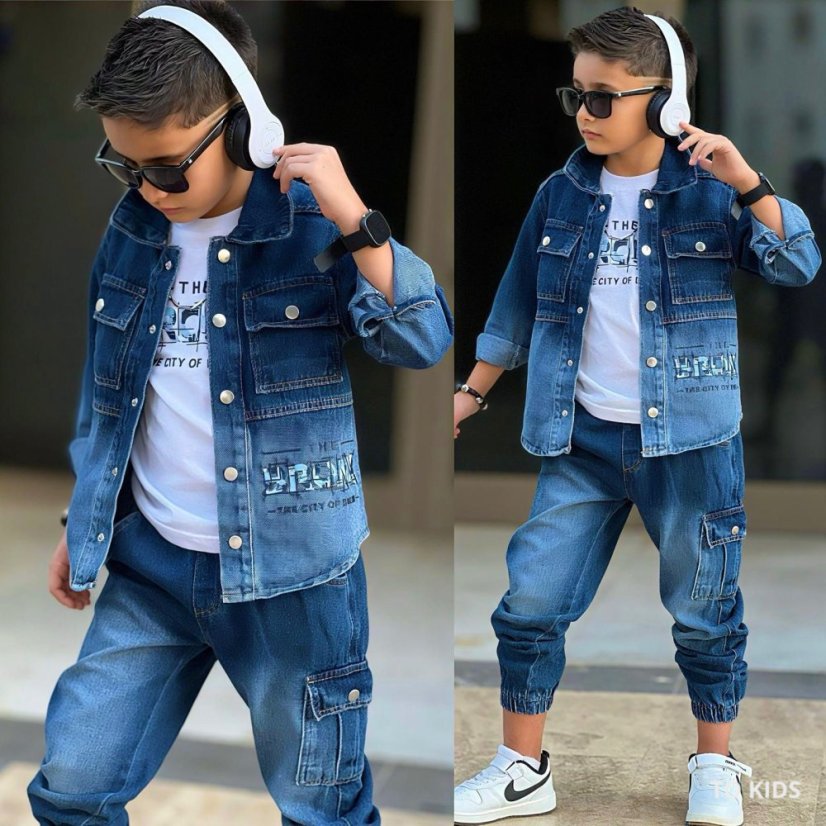 Třídílný chlapecký džínový komplet Bronx Blue