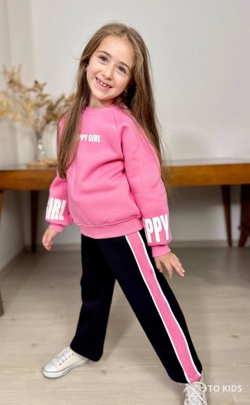 Dívčí zateplená souprava Happy Girl Pink