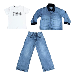 Chlapecký třídílný džínový komplet Strong Blue