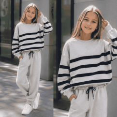 Dívčí souprava Stripe Gray