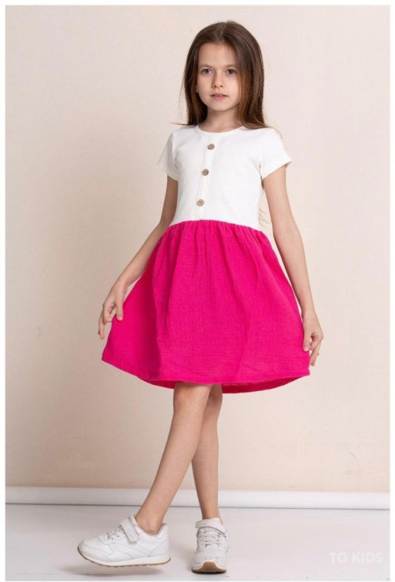 Dívčí šaty Pink-White - Velikost: 110/ 5 let