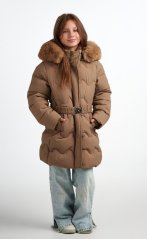 Dívčí zimní kabát Latte