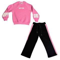 Dívčí zateplená souprava Happy Girl Pink