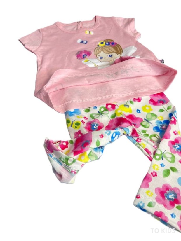 Dívčí set Flowers pink - Velikost: 74/ 9 měsíců