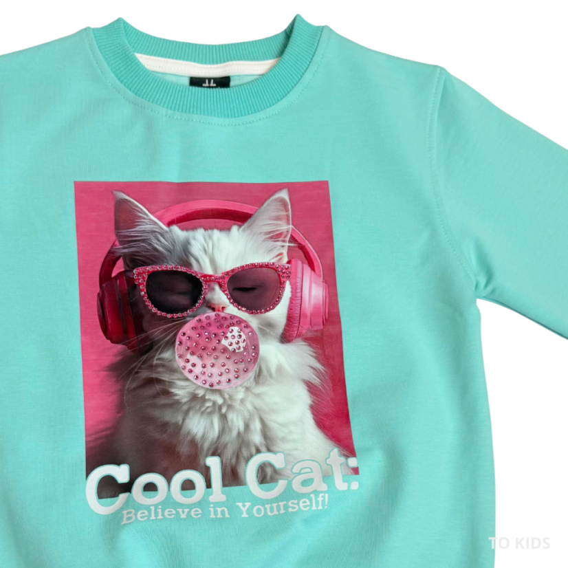 Dívčí mikina Cool Cat - Velikost: 122/ 7 let