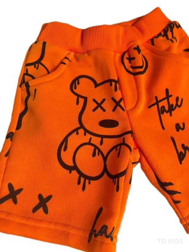 Chlapecké kraťasy Teddy orange - Velikost: 140/ 10 let