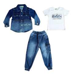 Třídílný chlapecký džínový komplet Bronx Blue