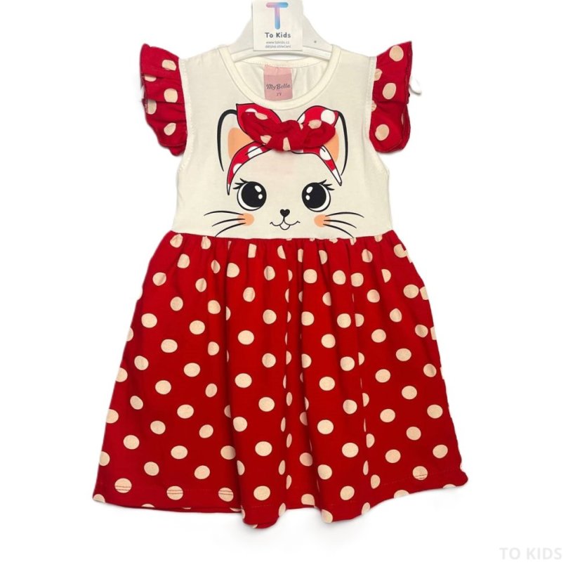 Dívčí šaty Cat red - Velikost: 98/ 3 roky