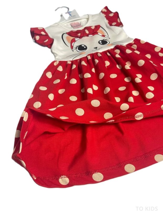 Dívčí šaty Cat red - Velikost: 98/ 3 roky