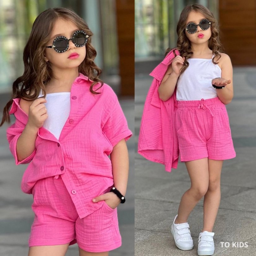 Třídílný dívčí komplet Pink