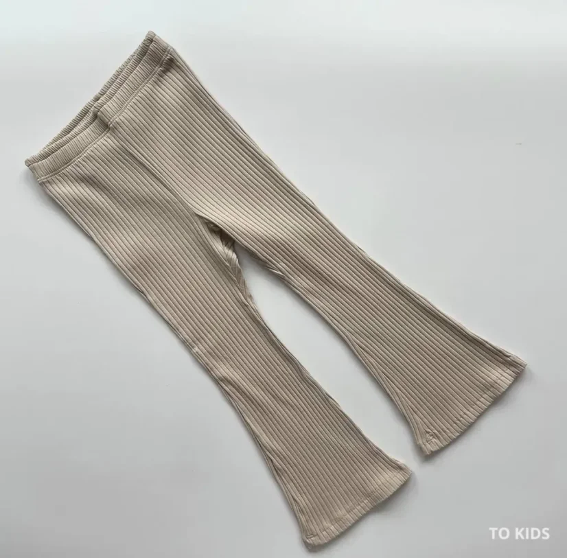 Dívčí žebrované zvonáče beige
