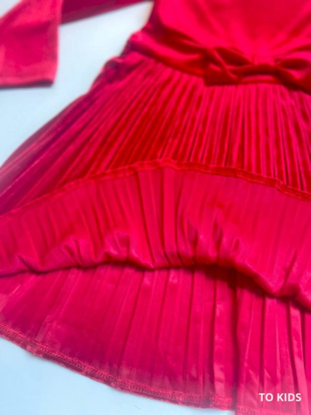 Dívčí sváteční  velurové šaty Red - Velikost: 104/110 - 4-5 let