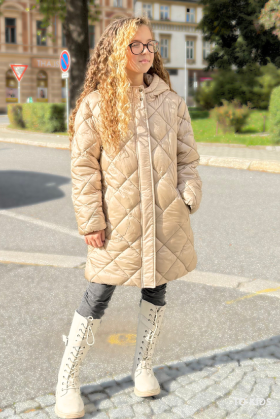 Mayoral dívčí dlouhý zimní kabát Beige - Velikost: 158/ 14 let